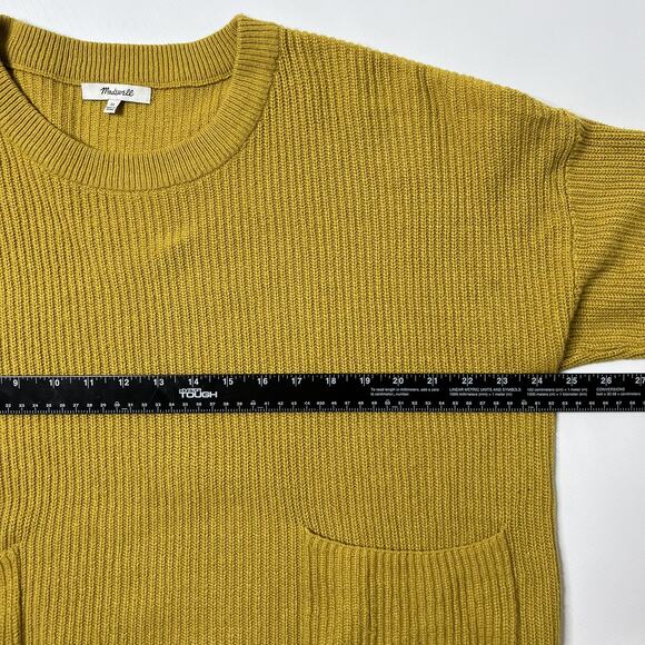 Madewell Patch Pocket Pullover Boxy Sweater Sz XL Mustard Crew Neck Rib Hi-Low - Picture 5 of 9